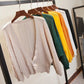 Button Closure Women's Solid Color Knit Sweater