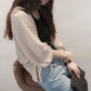 Button Closure Women's Solid Color Knit Sweater
