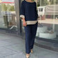Soft Round Neck Top & Straight Leg Pants Set