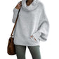 －69％！Women's Batwing Cowl Neck Sweater with Pocket